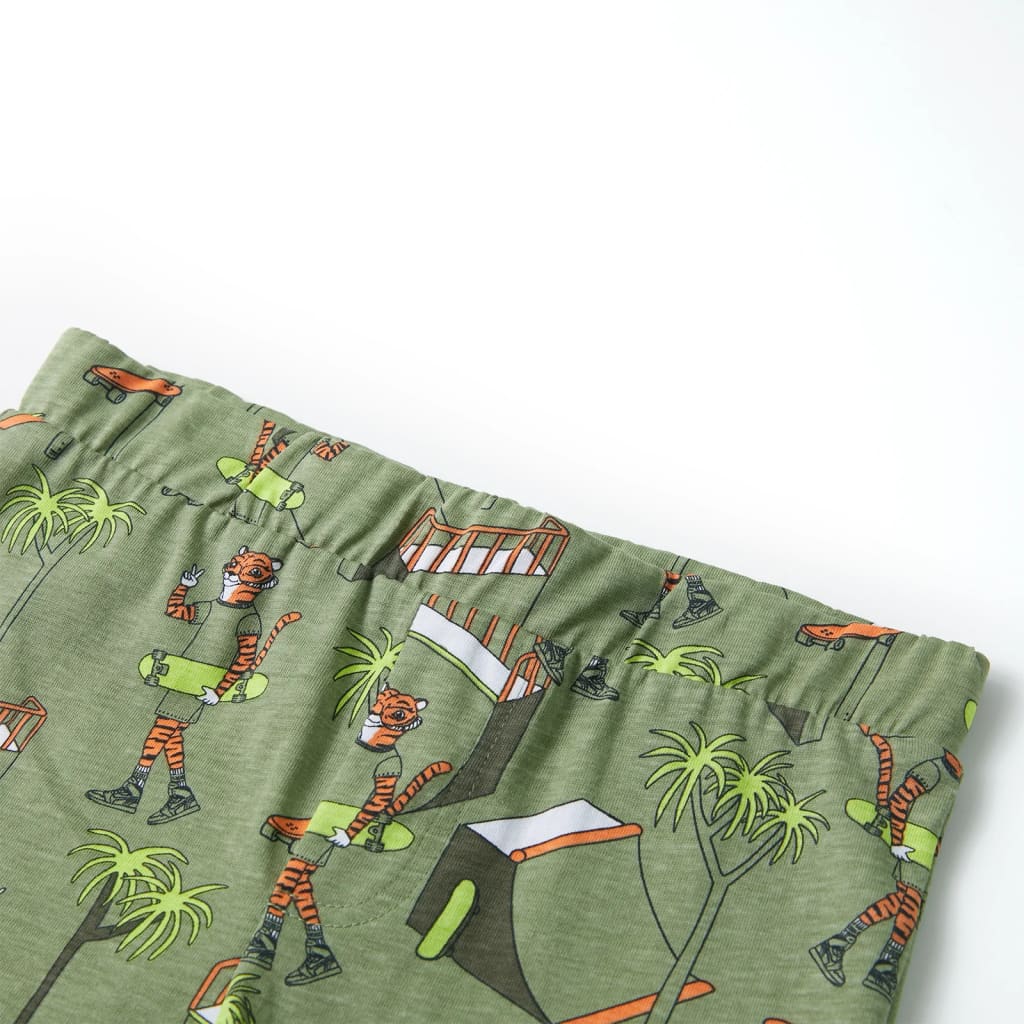 Kinderpyjama mit Kurzen Ärmeln Hellkhaki 116