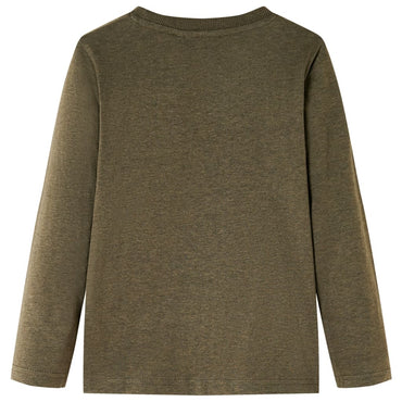 Kinder-Langarmshirt Khaki Melange 116