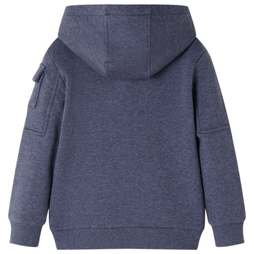 Kinder-Kapuzenpullover mit Reißverschluss Dunkelblau Melange 92