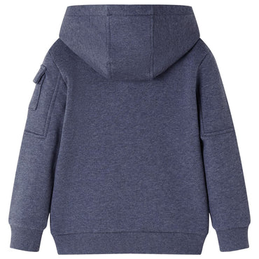 Kinder-Kapuzenpullover mit Reißverschluss Dunkelblau Melange 104
