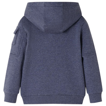 Kinder-Kapuzenpullover mit Reißverschluss Dunkelblau Melange 116