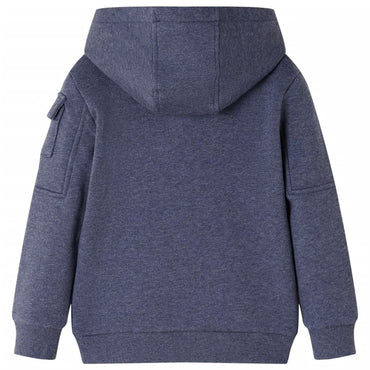 Kinder-Kapuzenpullover mit Reißverschluss Dunkelblau Melange 128