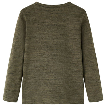 Kinder-Langarmshirt Dunkles Khaki Melange 104