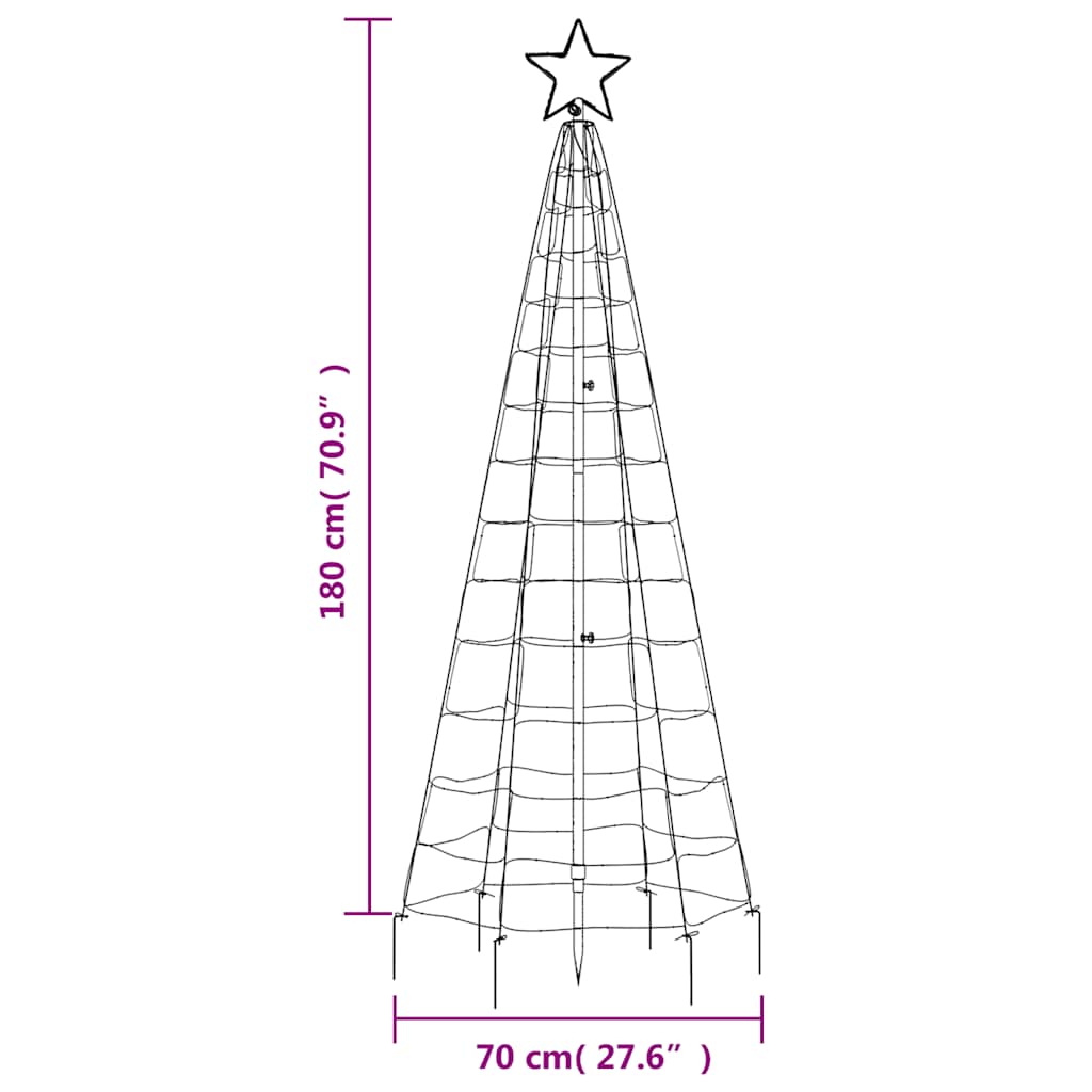 vidaXL LED-Weihnachtsbaum mit Erdspießen 220 LEDs Blau 180 cm