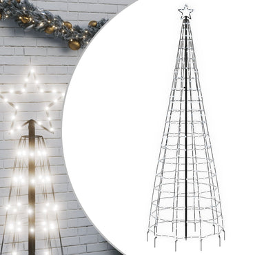 vidaXL Sapin de Noël LED avec piquets de terre 570 LED blanc froid 300 cm