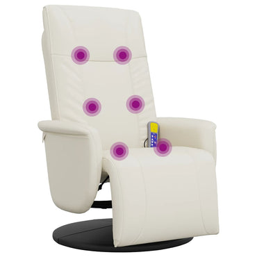 vidaXL Massagesessel mit Fußteil Creme Kunstleder