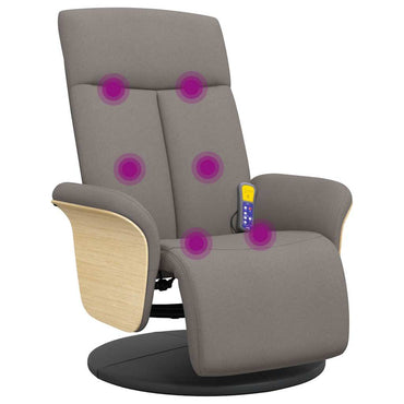 Fauteuil de massage avec repose-pieds taupe en tissu vidaXL