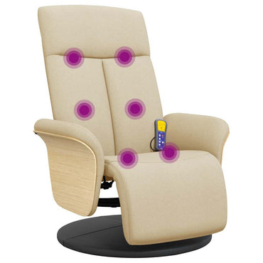 vidaXL Massagesessel mit Fußteil Creme Stoff