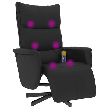 vidaXL Massagesessel mit Fußteil Schwarz Kunstleder