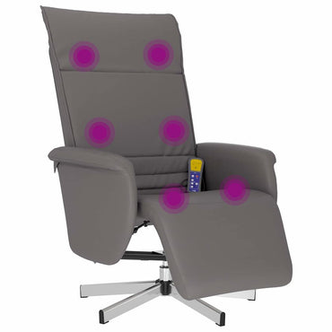vidaXL Massagesessel mit Fußteil Grau Kunstleder