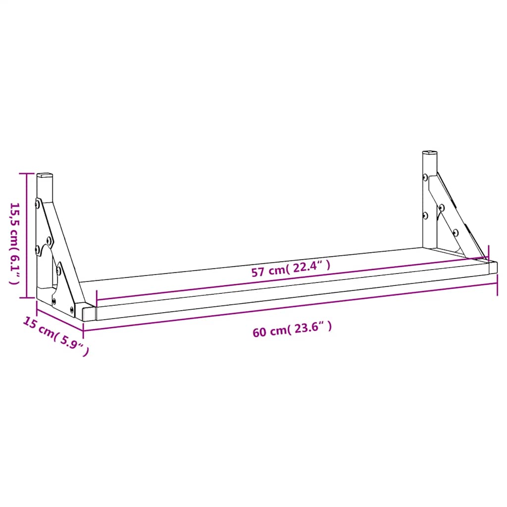 vidaXL Étagères murales 2 pcs Chêne fumé 60x15x15,5 cm