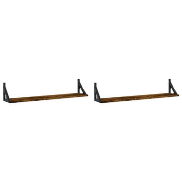 vidaXL Étagères murales 2 pcs Chêne fumé 80x15x15,5 cm Bois d'ingénierie