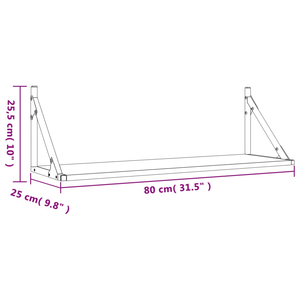 vidaXL Wandregale 2 Stk. Räuchereiche 80x25x25,5 cm Holzwerkstoff