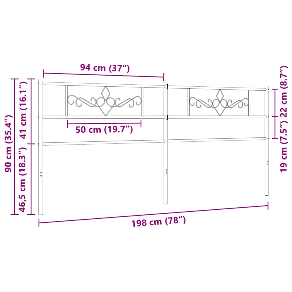 vidaXL Ersatz-Kopfteil Metall Schwarz 193 cm