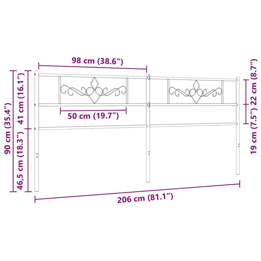 vidaXL Ersatz-Kopfteil Metall Schwarz 200 cm