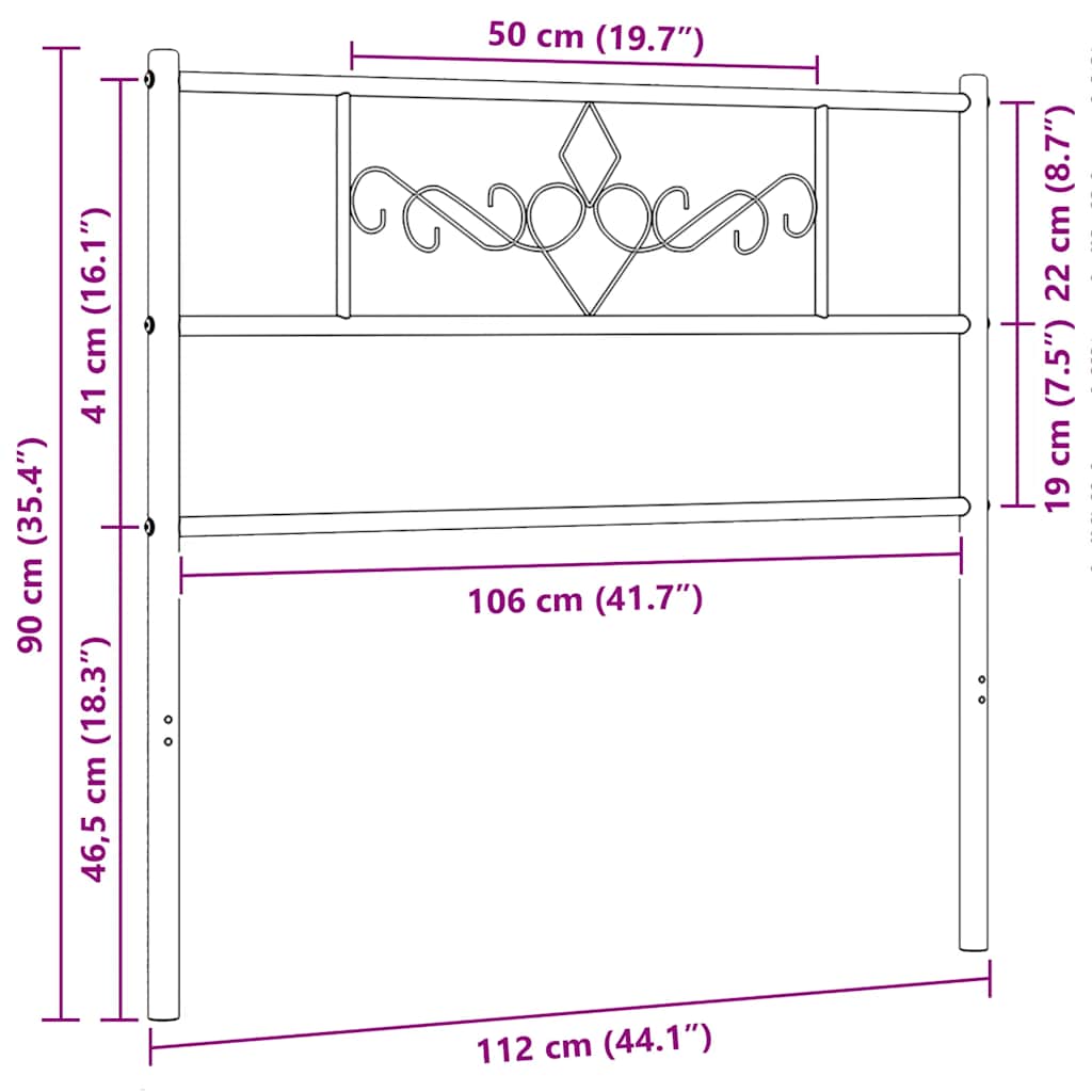 vidaXL Ersatz-Kopfteil Metall Weiß 107 cm