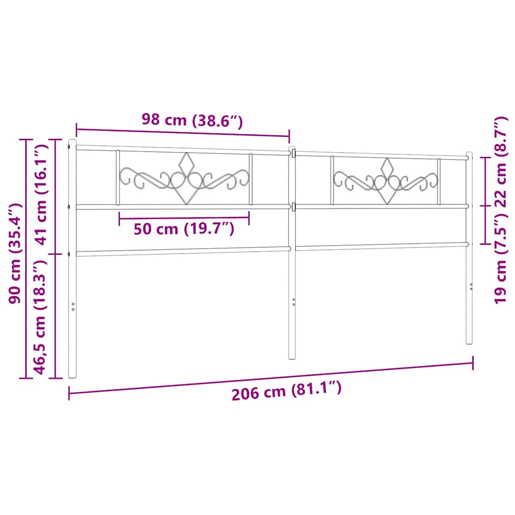 Ersatz-Kopfteil Metall Weiß 200 cm