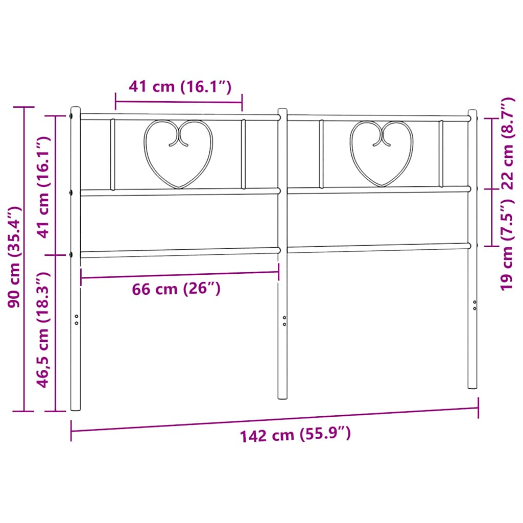 vidaXL Ersatz-Kopfteil Metall Schwarz 135 cm