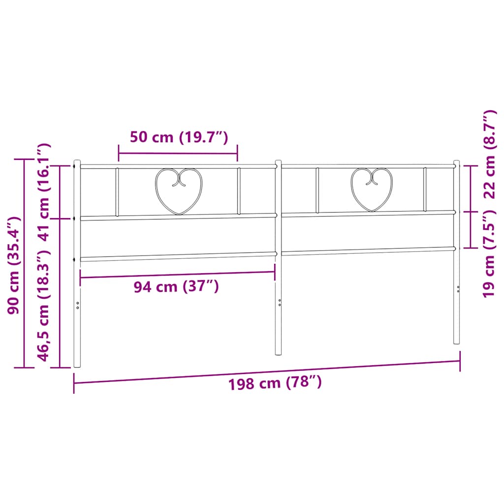 Ersatz-Kopfteil Metall Schwarz 193 cm