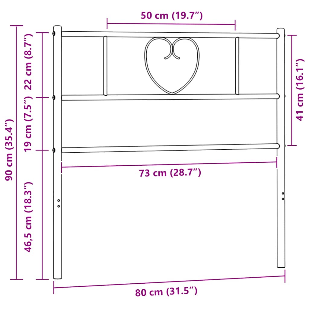 Ersatz-Kopfteil Metall Weiß 75 cm