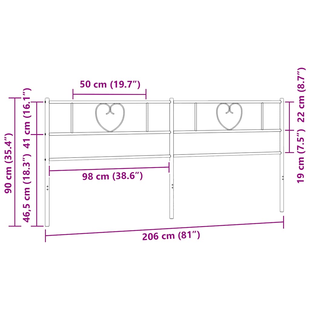 Ersatz-Kopfteil Metall Weiß 200 cm