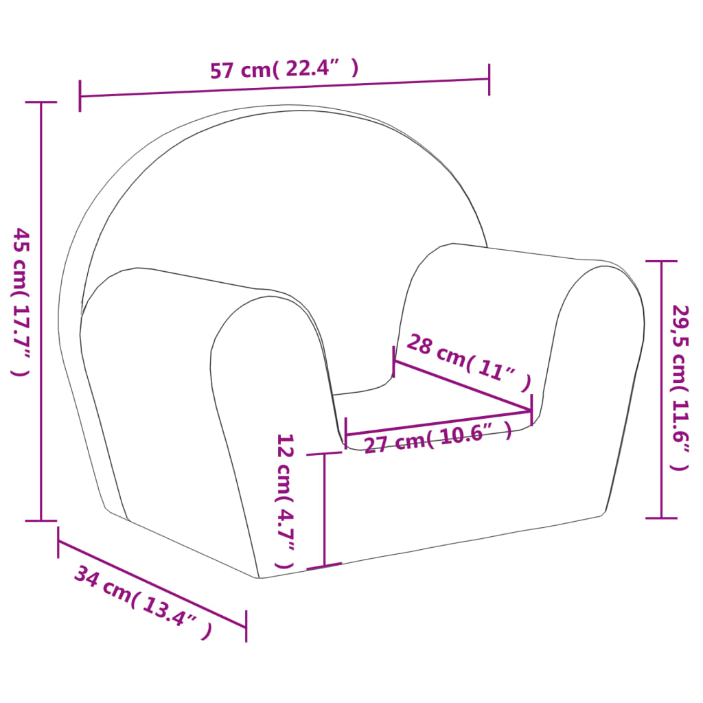vidaXL Kindersofa Rosa Weicher Plüsch