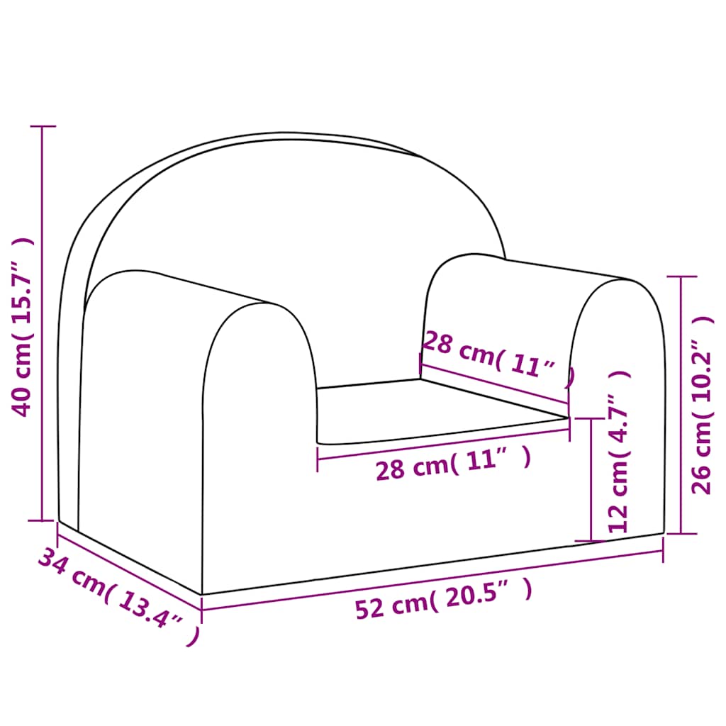 vidaXL Kindersofa Creme Weicher Plüsch