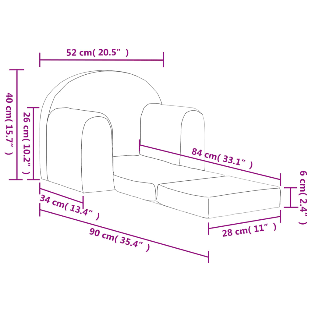vidaXL Schlafsofa für Kinder Anthrazit Weich Plüsch