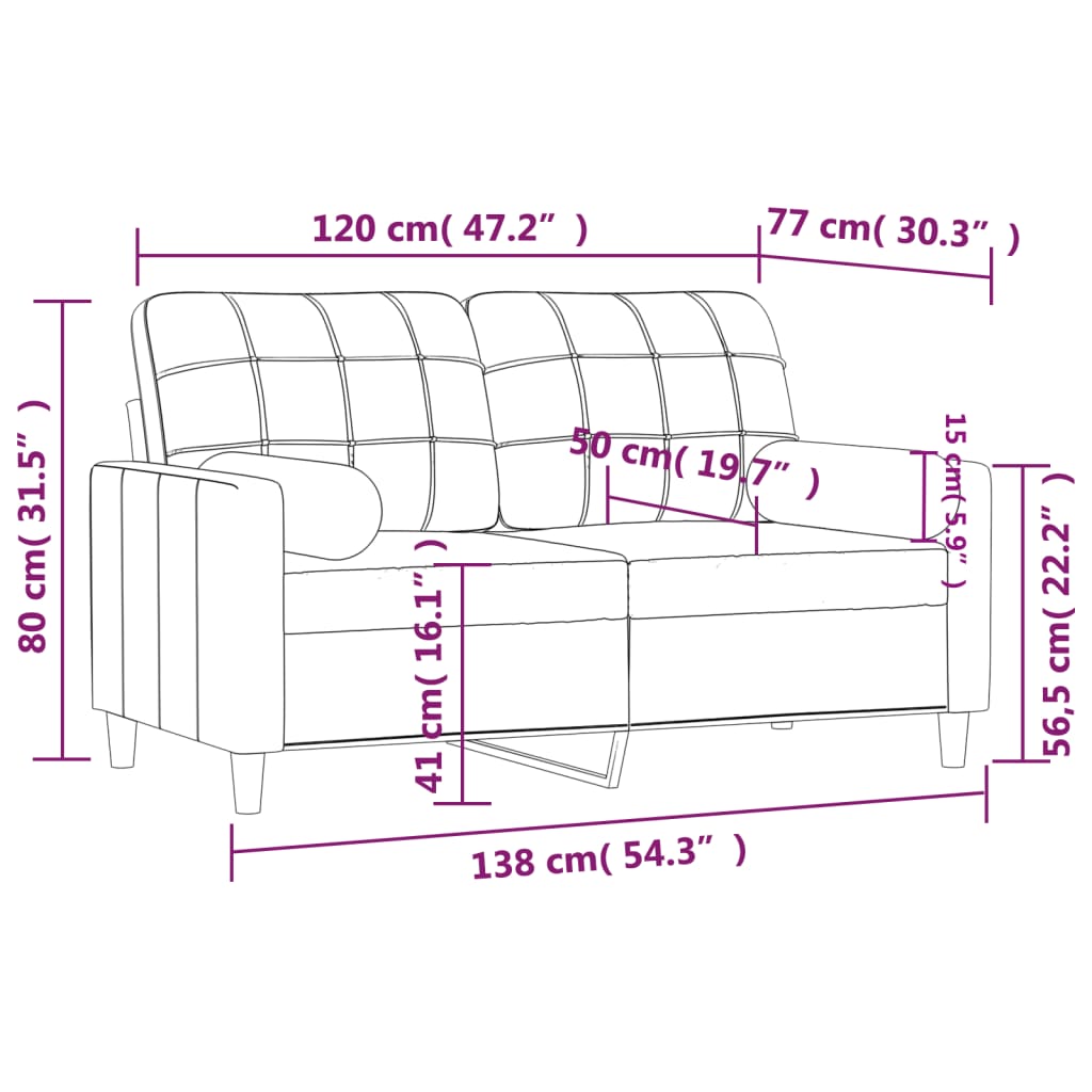 vidaXL 2-Sitzer-Sofa mit Zierkissen Dunkelgrau 120 cm Stoff