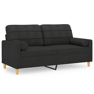 vidaXL Canapé 2 places avec coussins décoratifs Noir 140 cm Tissu