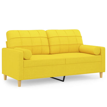 vidaXL Canapé 2 places avec coussins décoratifs Jaune clair 140 cm Tissu