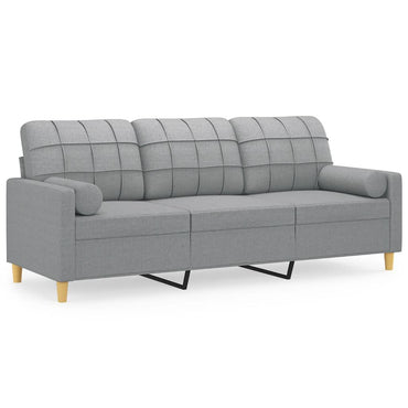 vidaXL Canapé 3 places avec oreillers décoratifs Gris clair Tissu 180 cm