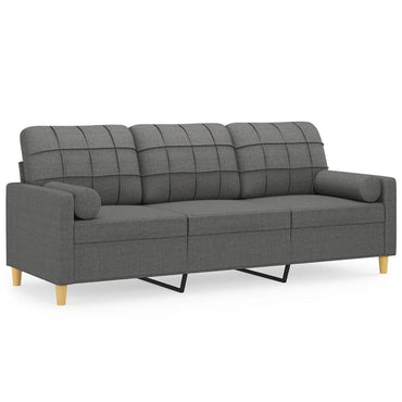 vidaXL Canapé 3 places avec oreillers décoratifs Gris foncé 180 cm Tissu