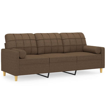 vidaXL Canapé 3 places avec coussins décoratifs Tissu Marron 180 cm