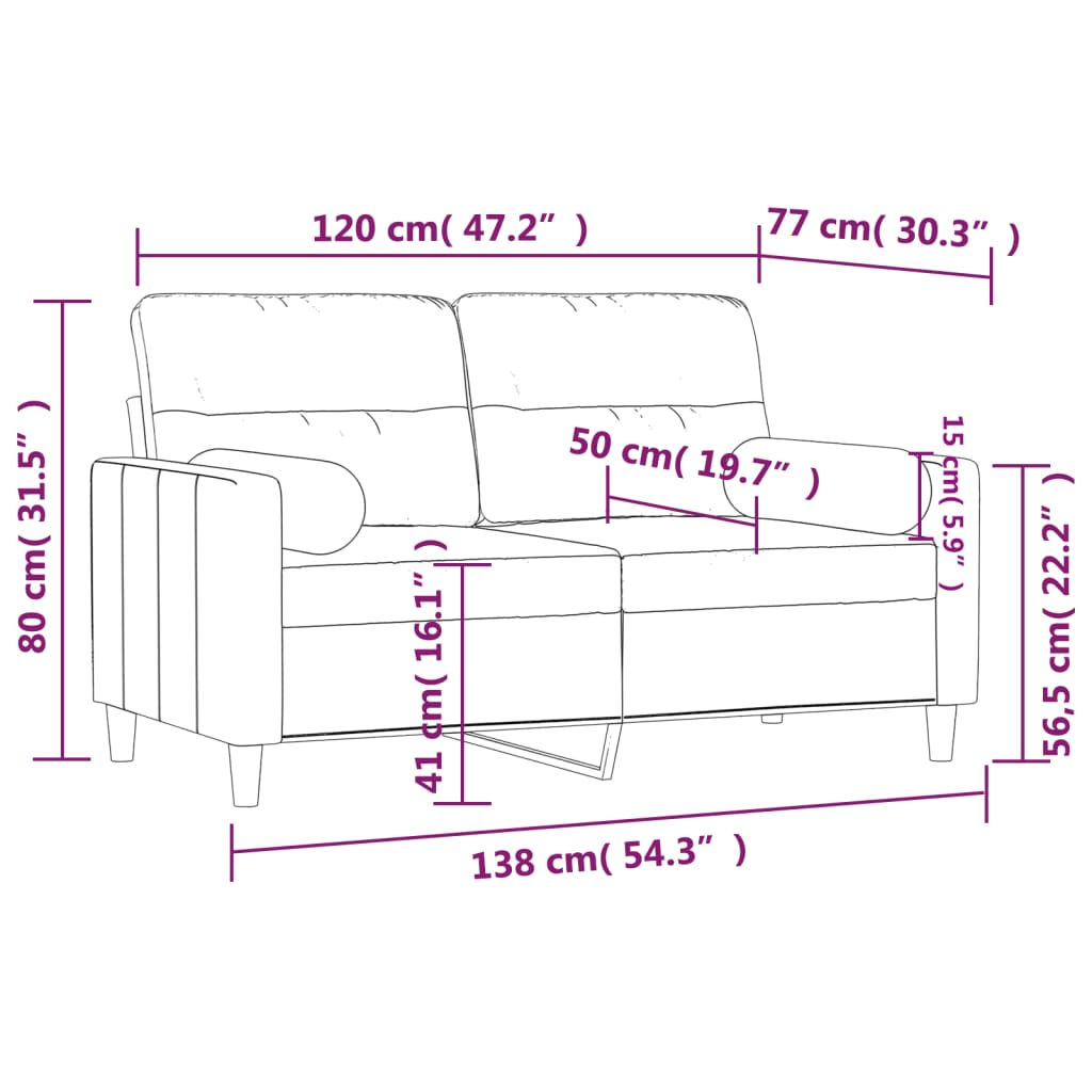 vidaXL Canapé 2 places avec coussins décoratifs Gris foncé Tissu 120 cm