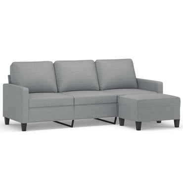 vidaXL Canapé 3 places avec pouf Gris clair 180 cm Tissu