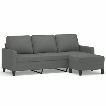 vidaXL Canapé 3 places avec pouf Gris foncé 180 cm Tissu