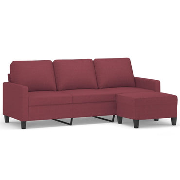 vidaXL Canapé 3 places avec pouf Rouge bordeaux 180 cm Tissu
