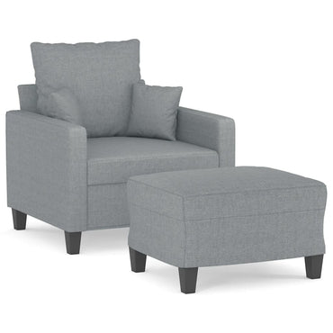 vidaXL Fauteuil avec tabouret Gris clair 60 cm Tissu