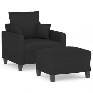 vidaXL Fauteuil avec repose-pieds Noir 60 cm Tissu