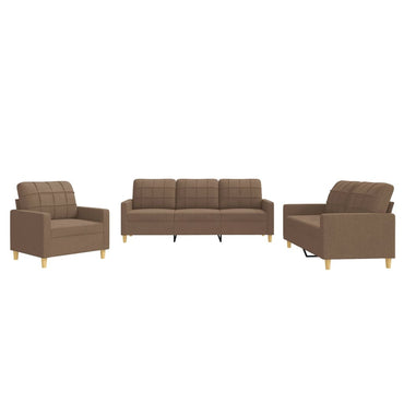 vidaXL Ensemble de canapés 3 pièces avec coussins Tissu Marron