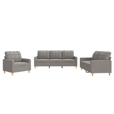 vidaXL 3-tlg. Sofagarnitur mit Kissen Taupe Stoff