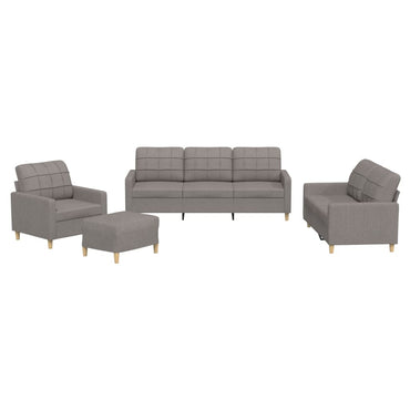 vidaXL 4-tlg. Sofagarnitur mit Kissen Taupe Stoff