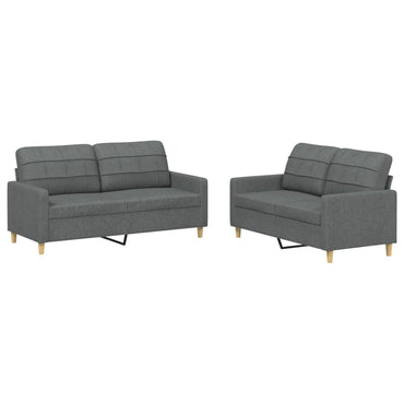 vidaXL Ensemble de canapés 2 pièces avec coussins Tissu Gris foncé