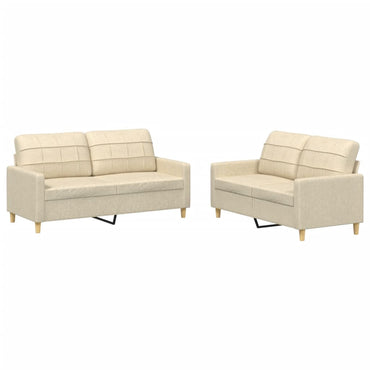 vidaXL Ensemble de canapés 2 pcs avec coussins Tissu Crème
