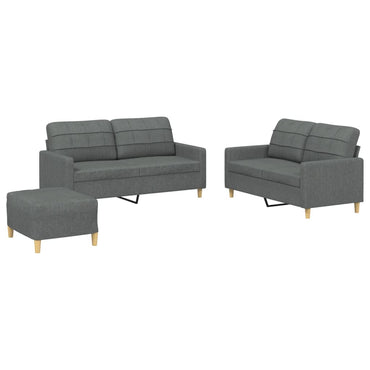 vidaXL 3-tlg. Sofagarnitur mit Kissen Dunkelgrau Stoff