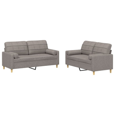 vidaXL Canapé 2 places et fauteuil avec coussins Tissu Taupe