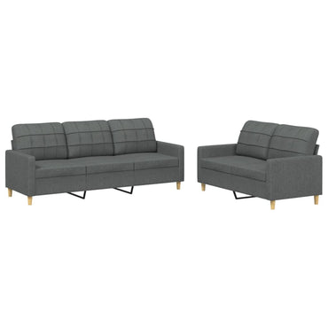 vidaXL Ensemble de canapés 2 pièces avec coussins Tissu Gris foncé