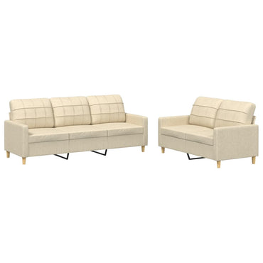 vidaXL Ensemble de canapés 2 pcs avec coussins Tissu Crème