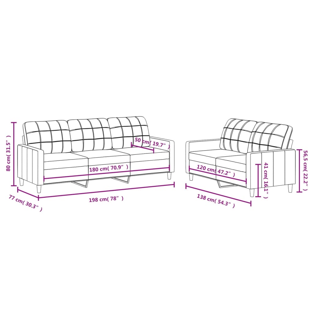 vidaXL 2-tlg. Sofagarnitur mit Kissen Taupe Stoff